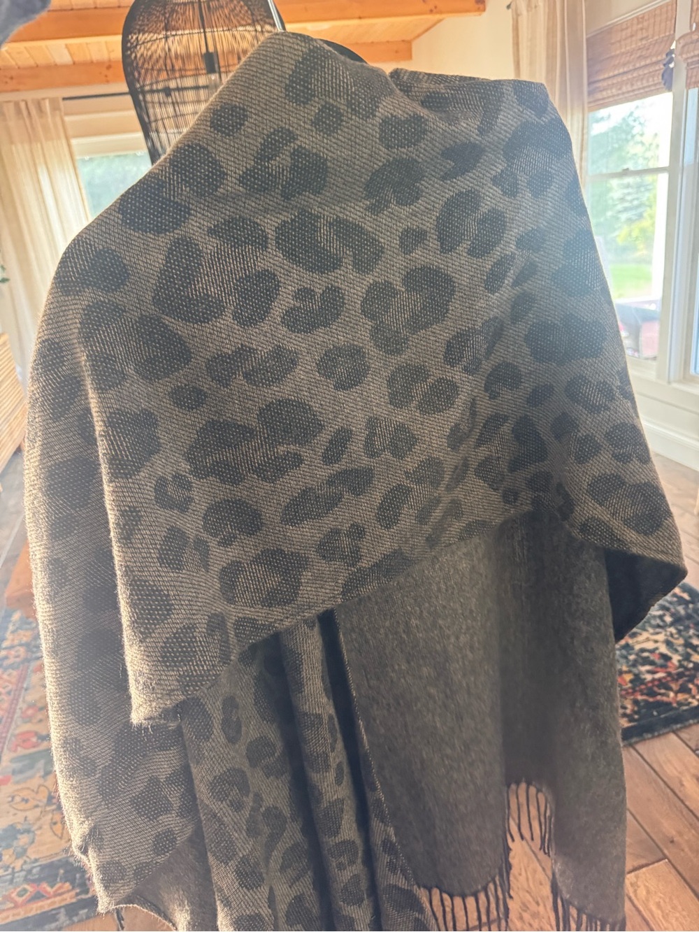 Woolrich Neutral Leopard-Print Shawl Wrap